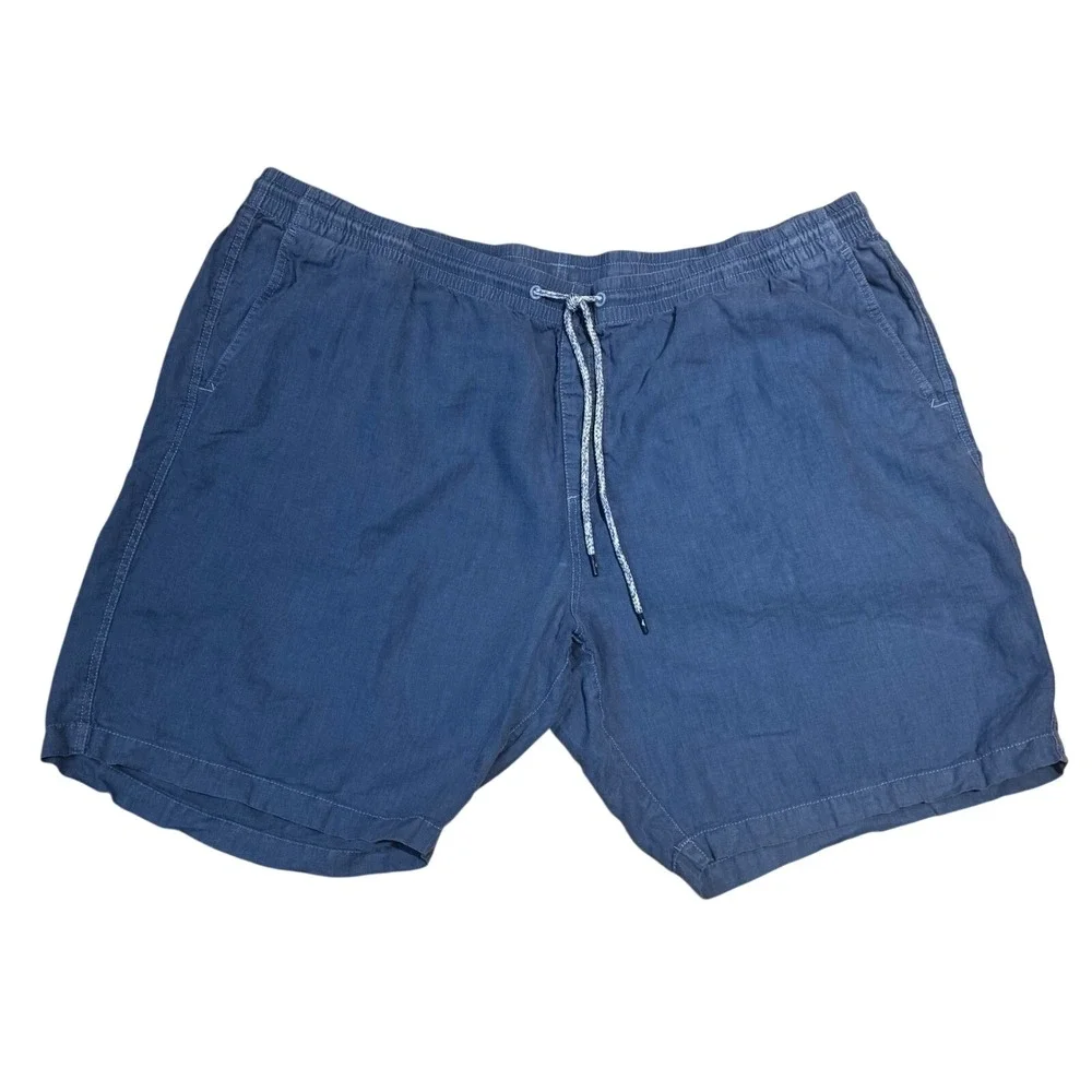 Tommy Bahama Mens 3XL Blue 100% Linen Drawstring‎ Elastic Waist Shorts Relax fit